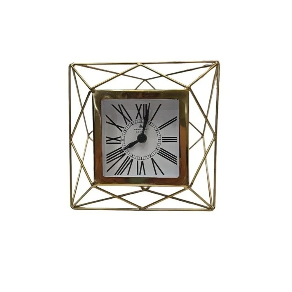 Vintage MCM 49 Bond Street London Desk/Mantel/Tabletop Clock Gold Metallic WORKS